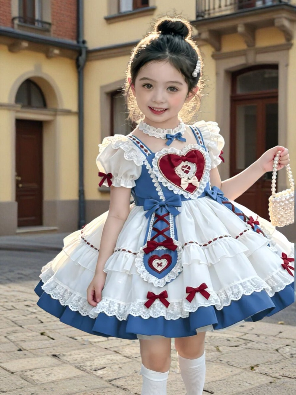 Classic Heart Lace Kids Costume Dress by